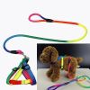 1 Set Nylon Rainbow Pet Dog Collar Harness Leash Soft Walking Harness Lead Colorful and Durable Traction Rope 120cm