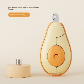 Wholesale of pet nail clippers, pet nail clippers, dog nail clippers, nail sharpeners, LED lights, blood lines, one piece for distribution (colour: Avocado Small Blind Scissors - Honey Orange)