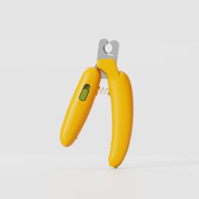 Banana pet nail clippers, cat nail clippers, dog nail clippers, LED blood thread pet products, one package for distribution (Specifications: Banana mini version - yellow without light)