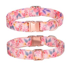 Sunflower pet collar cotton breathable dog collar pet supplies wholesale (colour: Floral blue)