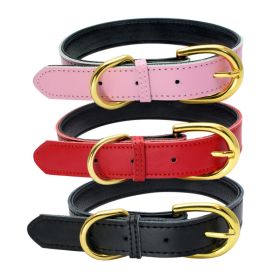 Genuine Leather Dog Collar; Wide Dog Collar; Soft Padded Breathable Adjustable Tactical Waterproof Pet Collar (colour: Red)